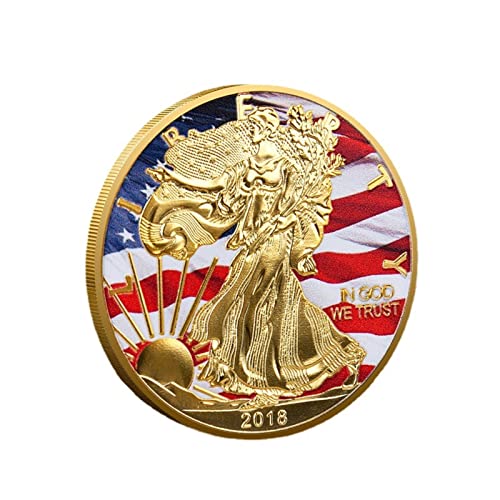 DOWNN 2PCS United States Statue of Liberty Souvenir Gold Plated Coin Seal of The USA Bald Eagle Challenge Coin