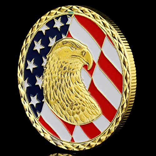 DOWNN 2PCS US Coast Guard Veteran Semper Souvenir Bald Eagle Pattern Collectible Gift Gold Plated Commemorative Coin