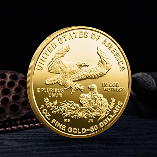 DOWNN 2PCS US Statue of Liberty Souvenirs and Gifts Gold Plated Coin Seal of The USA Bald Eagle Challenge Coins Commemorative Coin