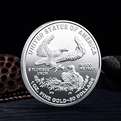 DOWNN 2PCS US Statue of Liberty Souvenirs and Gifts Gold Plated Coin Seal of The USA Bald Eagle Challenge Coins Commemorative Coin