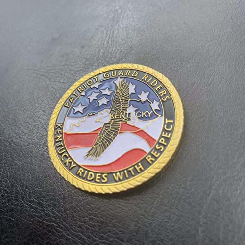 DOWNN 2PCS USA Patriot Guard Riders Souvenir Coin Gold Plated Commemorative Coin Bald Eagle Patriot Challenge Coin