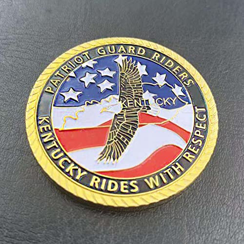 DOWNN 2PCS USA Patriot Guard Riders Souvenir Coin Gold Plated Commemorative Coin Bald Eagle Patriot Challenge Coin