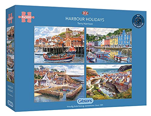 Gibsons Harbour Holidays-Puzzle (4 x 500 Piezas), Color sí. (GIBG5052)