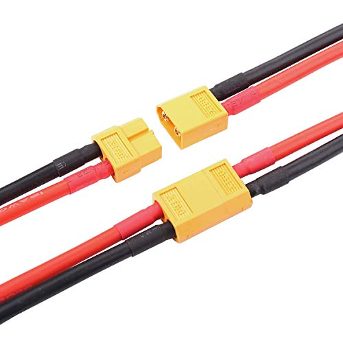 GTIWUNG 2 Pares XT60 Enchufe Hembra Macho del Enchufe de con el Alambre del silicio de 100mm 12AWG para el Drone de FPV de la batería de RC Lipo, 2 Pares XT60 Conectores