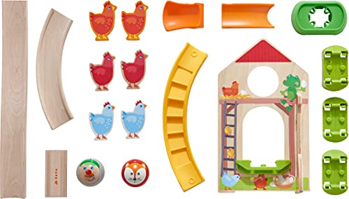 HABA-305396 Kullerbü Dominó de Gallinas Circuito de Bolas, Multicolor (305396)