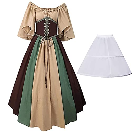 Halloween Cosplay Renaissance Medieval Maxi Dress Retro Medieval Princess Maxi Dress Vestido gótico Tradicional para niña Mujer