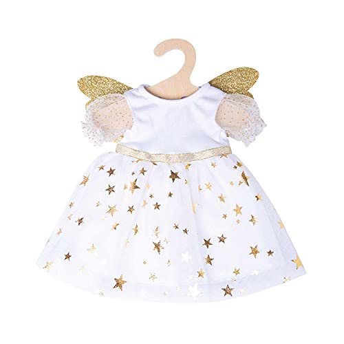 Heless 2152-Vestido para muñecas con diseño de ángel de la Guarda, con alas Diadema de Estrella, tamaño 35-45 cm, Color Blanco/Dorado (2152)