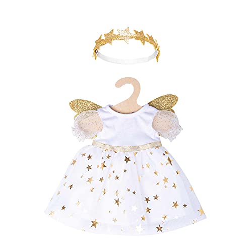 Heless 2152-Vestido para muñecas con diseño de ángel de la Guarda, con alas Diadema de Estrella, tamaño 35-45 cm, Color Blanco/Dorado (2152)