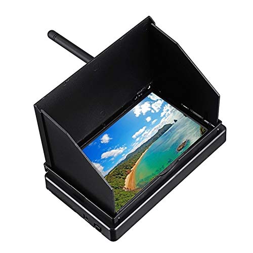 Hong Yi 5.8G 48CH 4.3 Pulgadas LCD 480x22 16: 9 NTSC/PAL FPV Monitor Búsqueda automática con OSD Construir-en la batería Aviones no tripulados de Piezas de Repuesto (Color : Black)