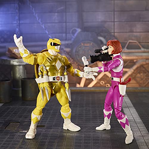 Husbro MMPR/TMNT Lightning, Mike y April como amarillo y rosa Rangers figura de acción paquete de 2