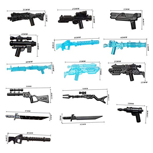 HYMAN Custom Militar Armas Set, 52 Piezas Sci-fi Casco y Armas para Minifiguras Soldados Militares Swat, Compatible con Minifiguras Lego