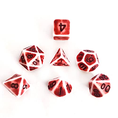 IDTQ DND juego de dados poliedro rojo retro envejecido dados adecuados para mazmorras y dragones (D&D) RPG Magic juego de rol dados de mesa completo D4 D6 D8 D10 D12 D20