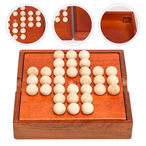 Juego de Juegos de Solitario de Madera Set: Chess Bead Toy Set Solitaire Board Game Noble Brauchofaser Puzzle Classic Wooden Holiday Indoor Brain Game Set