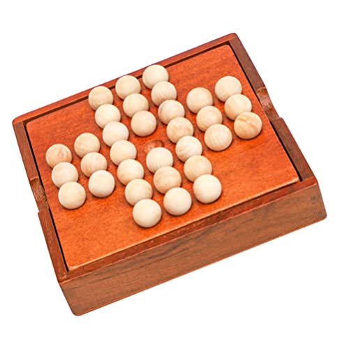Juego de Juegos de Solitario de Madera Set: Chess Bead Toy Set Solitaire Board Game Noble Brauchofaser Puzzle Classic Wooden Holiday Indoor Brain Game Set