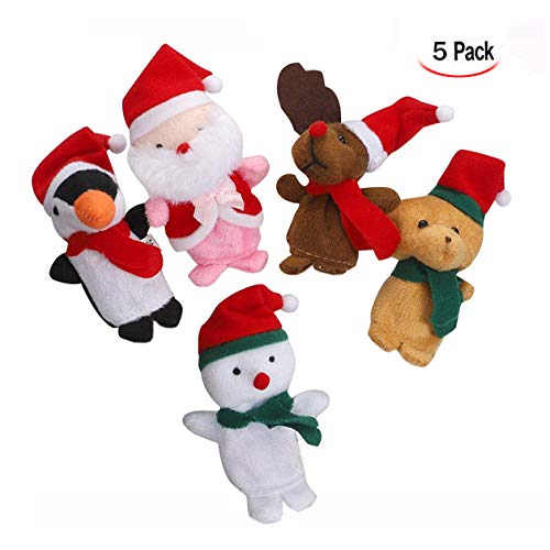 LHKJ 5 Pcs Muñeco de Dedo de Navidad Marionetas de Dedo Animales títeres de Dedo Cuentos para niños bebé