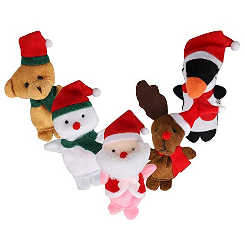 LHKJ 5 Pcs Muñeco de Dedo de Navidad Marionetas de Dedo Animales títeres de Dedo Cuentos para niños bebé