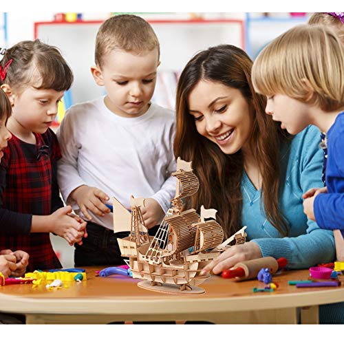 LICHENGTAI Kit de modelo de barco de vela 3D de madera, kit de montaje para construcción de velero, barco, tren de trenes, decoración del hogar, juguetes educativos regalo para niños y adultos