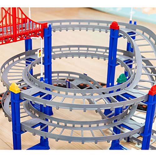 LINGLING-Pista Juego de Trenes Juguetes para niños Vía eléctrica Tren Dinosaurio Montaña Rusa Estación de Tren de Alta Velocidad Juego de Rompecabezas Más de 3 años