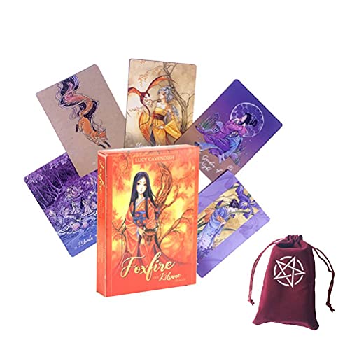 LiuGenPing Cartas de oráculo de Foxfire The Kitsune,Foxfire The Kitsune ​Oracle Cards,with Bag,Firend Game