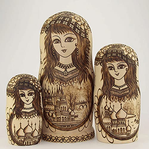 LWSX Muñecas anidadas Rusas Matryoshka de 10 Piezas, muñecas anidadas de Madera para Navidad, Día de la Madre, Regalos de cumpleaños, Muebles para el hogar