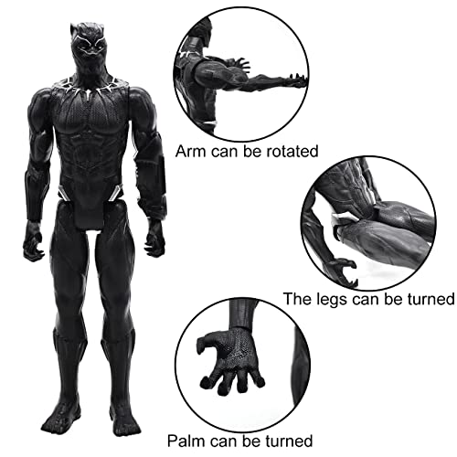 Miotlsy Figura de acción Coleccionable, Figura de acción de Pantera Negra de 30 cm Black Panther Figura Titan Hero para niños de 4 años en adelante