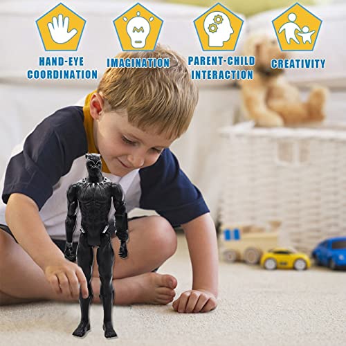 Miotlsy Figura de acción Coleccionable, Figura de acción de Pantera Negra de 30 cm Black Panther Figura Titan Hero para niños de 4 años en adelante