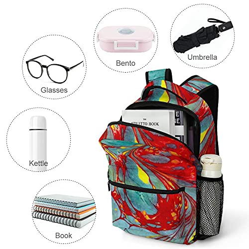 Mochila escolar para niños y niñas, bolsa de guardería, bolsa de viaje para guardería, con clip para el pecho, diseño de zorros y hojas, White-absyract Marble Stripes11, Talla única