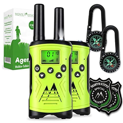 Monte Stivo® Agent walkie Talkie niños | Juego con brújula y Placa | Regalo de Juguetes Ideal para niño y niña a Partir de 5 años