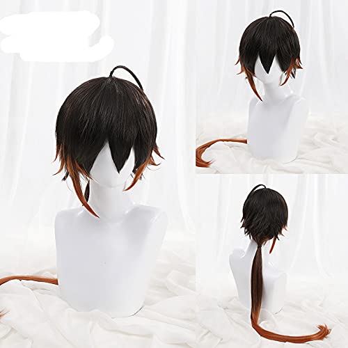 NUWIND Anime Cosplay peluca Zhongli larga naranja negro degradado hombres pelo Halloween partido juego Cosplay accesorios