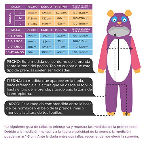 Pijamas Enteros de Animales Niñas y Niños Unisex【Tallas Infantiles 3 a 12 años】 Disfraz Oso Perezoso Mono Enterizo Carnaval Fiestas【Talla 7-9 años】