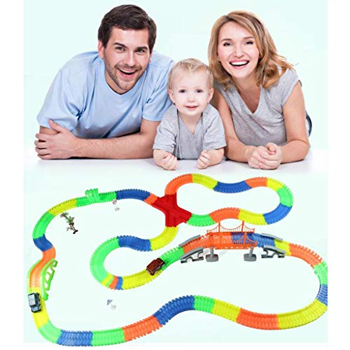 Pistas Del Tren Upgraded Luminoso Track Racer Brillan En La Oscuridad De La Montaña Rusa De Construcción Entretenedor Parque Infantil, Coche Con Luces LED, Regalos De Juguetes De Diversión For Niños P