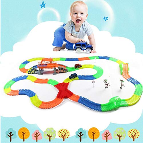 Pistas Del Tren Upgraded Luminoso Track Racer Brillan En La Oscuridad De La Montaña Rusa De Construcción Entretenedor Parque Infantil, Coche Con Luces LED, Regalos De Juguetes De Diversión For Niños P