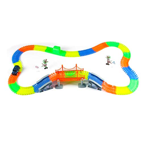 Pistas Del Tren Upgraded Luminoso Track Racer Brillan En La Oscuridad De La Montaña Rusa De Construcción Entretenedor Parque Infantil, Coche Con Luces LED, Regalos De Juguetes De Diversión For Niños P