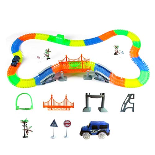 Pistas Del Tren Upgraded Luminoso Track Racer Brillan En La Oscuridad De La Montaña Rusa De Construcción Entretenedor Parque Infantil, Coche Con Luces LED, Regalos De Juguetes De Diversión For Niños P