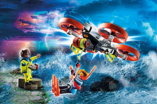 PLAYMOBIL City Action 70143 City Action, Rescate Marítimo: Buzo con Dron de Rescate, Juguete para niños a Partir de 4 años