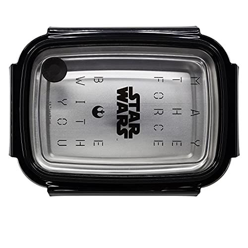 POS 33999 - Fiambrera de acero inoxidable con diseño de Star Wars, cierre de clip, antigoteo, 19,5 x 14,2 x 7,2 cm, ideal para el almuerzo en la escuela, la universidad o el trabajo, multicolor