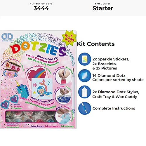 Pracht Creatives Hobby Diamond Dotzies Art Kit, set creativo con diamantes para niños a partir de 8 años, para crear 2 pulseras, 2 imágenes y 2 pegatinas