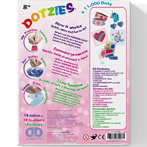 Pracht Creatives Hobby Diamond Dotzies Art Kit, set creativo con diamantes para niños a partir de 8 años, para crear 2 pulseras, 2 imágenes y 2 pegatinas