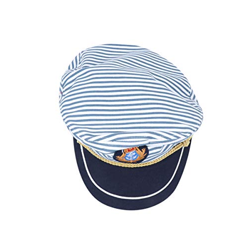 PRETYZOOM Sombrero Capitán Capitanes de Barco Hefner Heffner Marinero Gorra de Yate Tono Disfraz de Capitán Hugh- Sombrero de Capitanes de Mar Gorra de Rayas Azules Cosplay Capitán Adulto