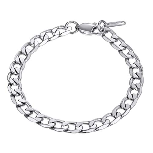 PROSTEEL 6mm Pulsera Hombre Mujer de Cadena Cubana de Acero Inoxidable 19cm Pulsera Eslabones Cubanos