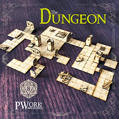 Pwork Wargames The Dungeon - 3D Tactical maps Rpg Fantasy Dungeon Tiles - Mapas tácticos 3D modulares de MDF 3 mm