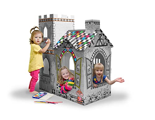 Ricco Casa de juegos de cartón 3D para manualidades para colorear y jugar fingido (Castle House)