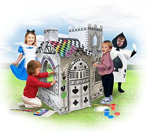 Ricco Casa de juegos de cartón 3D para manualidades para colorear y jugar fingido (Castle House)