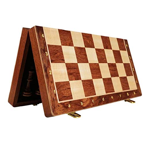 shentaotao Chess Set Wooden Board Foldable Folding Interior Storage for Adult Game Stimulate Your Brain Mind Exercise 39x39cm