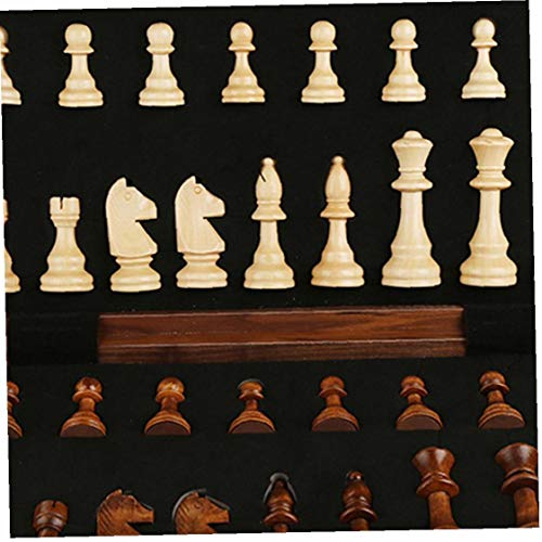 shentaotao Chess Set Wooden Board Foldable Folding Interior Storage for Adult Game Stimulate Your Brain Mind Exercise 39x39cm