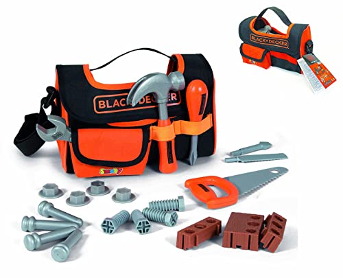 Smoby-Bolsa de Herramientas Black&Decker (360142) Black & Decker, Color Naranja