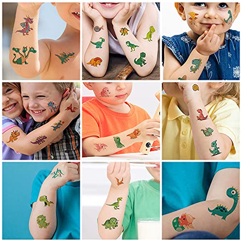 Tatuajes Temporales para Niños,Falso Tatuajes Pegatinas 10 Hojas Tatuajes a Prueba de Agua con Temática Dinosaurios para Niños Niñas Fiestas de Cumpleaños Regalo Navidad