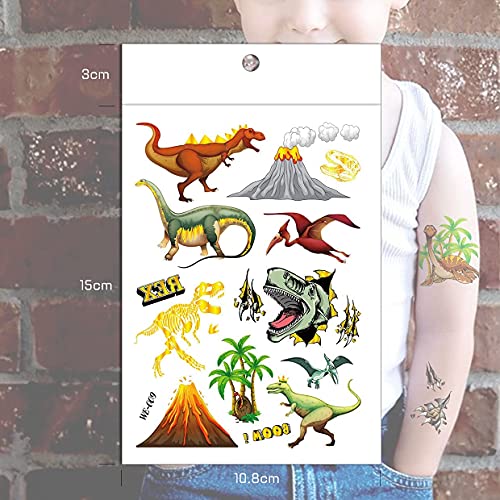 Tatuajes Temporales para Niños,Falso Tatuajes Pegatinas 4 Hojas Tatuajes a Prueba de Agua con Temática Dinosaurios para Niños Niñas Fiestas de Cumpleaños Regalo Navidad