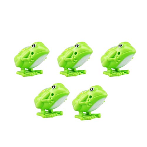 Toyvian 5 Piezas de Ranas Verdes de Cuerda Ranas Saltarinas Juguetes Divertidos Juguetes Clásicos de Relojería para Niños