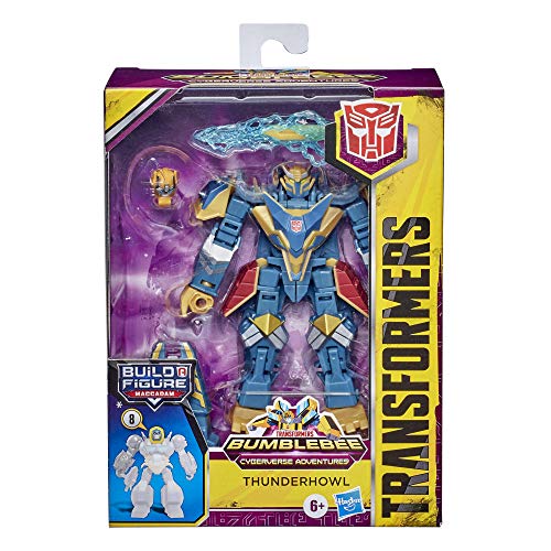 Transformers Bumblebee Cyberverse Adventures Toys Deluxe Class Thunderhowl Figura de acción, con Pieza Build-A-Figura, 5 Pulgadas